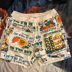 Vans Cream Frog Design Drawstring Shorts